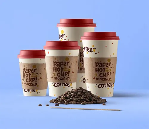 一次向纸杯热饮杯包装样机 Psd Paper Hot Cup Template Vol8