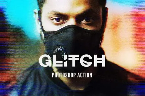 信号错乱照片错位特效PS动作插件 Glitch 2 Photoshop Action