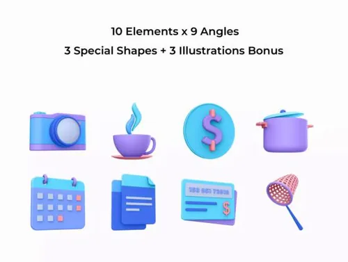 创意物品元素3D插画素材包v2