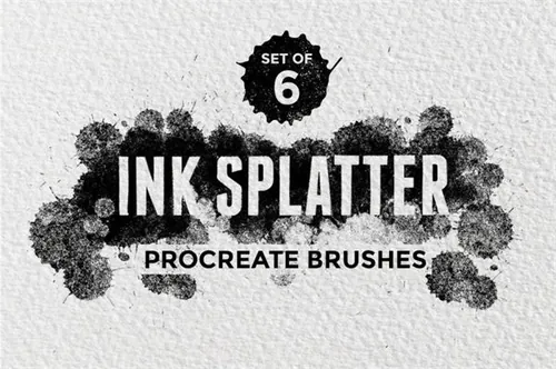 6支墨水墨滴墨刷飞溅数字艺术画笔 Ink Splatter Procr