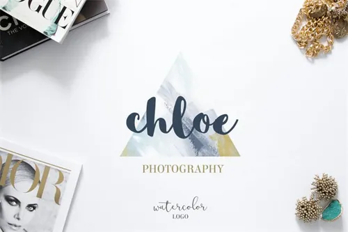 小清新风格水彩手绘logo标志模板 Watercolor-Feminine-Logo-templates