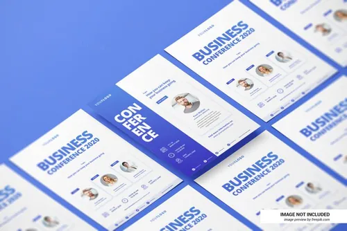 2.5D视角创意简历传单海报平铺设计展示样机PSD模板 Creative resume or flyer mockup