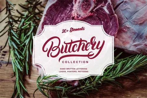 家畜屠宰市场矢量图形元素合集包 Big Butchery Set