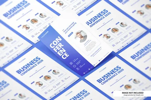 2.5D视角创意简历传单海报平铺设计展示样机PSD模板 Creative resume or flyer mockup