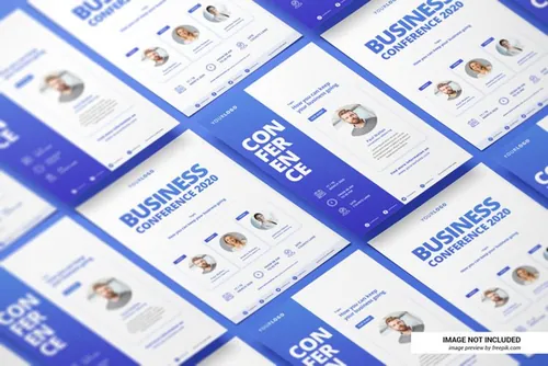 2.5D视角创意简历传单海报平铺设计展示样机PSD模板 Creative resume or flyer mockup