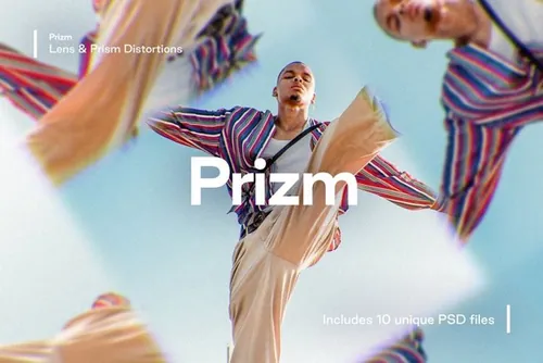 梦幻的万花筒多棱镜玻璃反射特效滤镜PS照片模板 Prizm