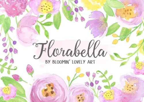 手绘水彩花卉植物设计素材Watercolor Flower Clip Art - Flowers