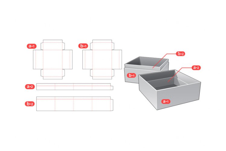 包装设计模切图刀模图EPS矢量模板 Box cut out template , die cut template design