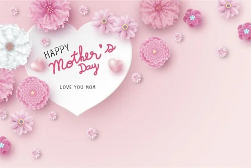 母亲节贺卡纸艺心形与粉红花卉概念设计矢量素材 Happy mother\'s day