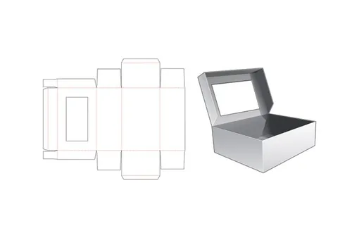 包装设计模切图刀模图EPS矢量模板 Box cut out template , die cut template design