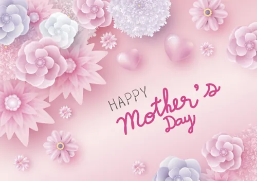 母亲节贺卡纸艺心形与粉红花卉概念设计矢量素材 Happy mother\'s day