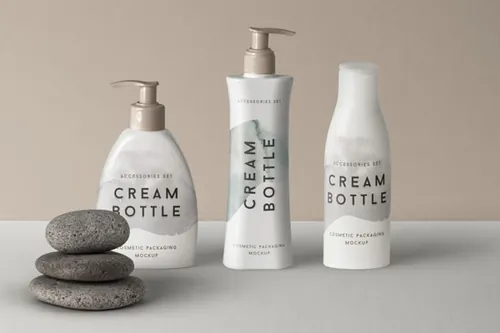 优雅的三个psd化妆品包装样机 Psd Cosmetic Packaging Mockup Vol17