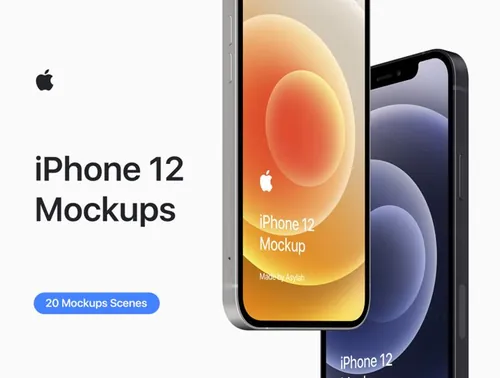 20个iPhone 12样机UI设计提案APP样机模板 iPhone 12 - 20 Mockups Scenes