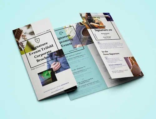三折六面印刷企业宣传册样机 Signature Tri Fold Brochure Template
