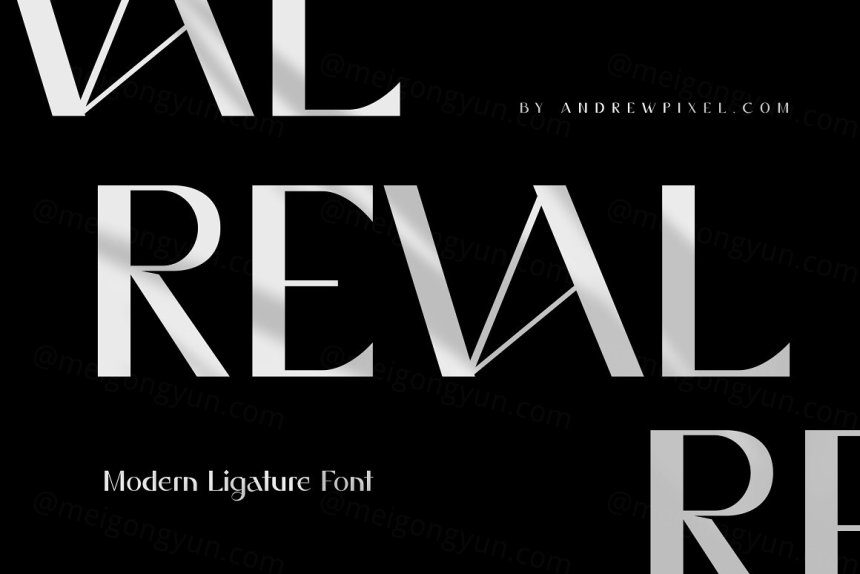 现代优雅独特婚礼请柬品牌设计英文衬线字体 Reval - Modern Ligature Font