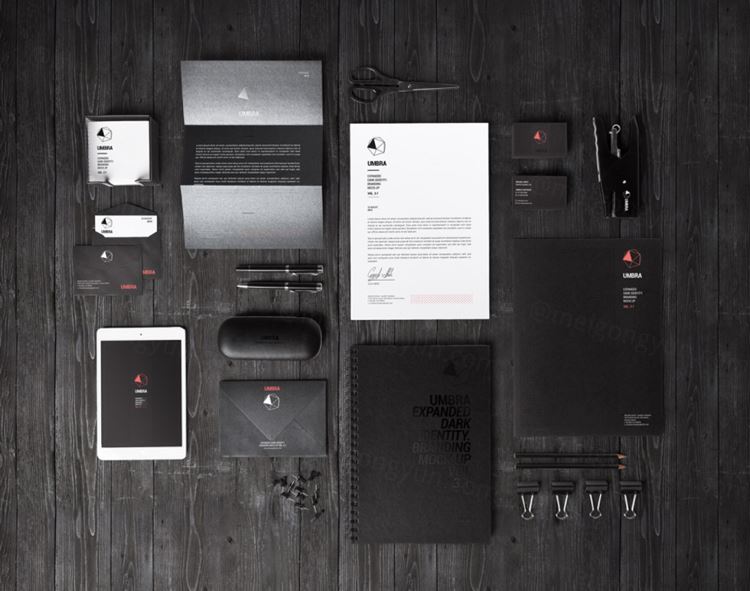 黑色主题公司VI提案贴图PSD模板Stationery Branding Mock Up Vol103