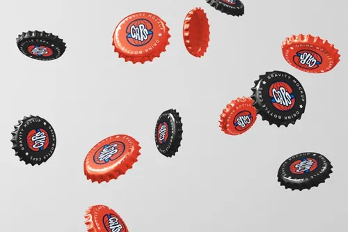 饮料和啤酒psd瓶盖样机 Gravity Psd Bottle Cap Mockup