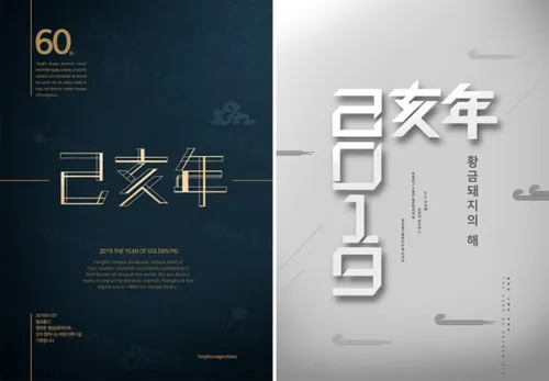 高端己亥年质感新年主题字PSD海报模版素材