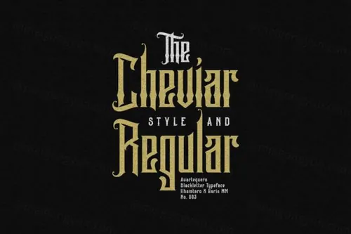 复古饮料标签纹身理发店标志英文哥特字体 Ilhamtaro - Avartequero