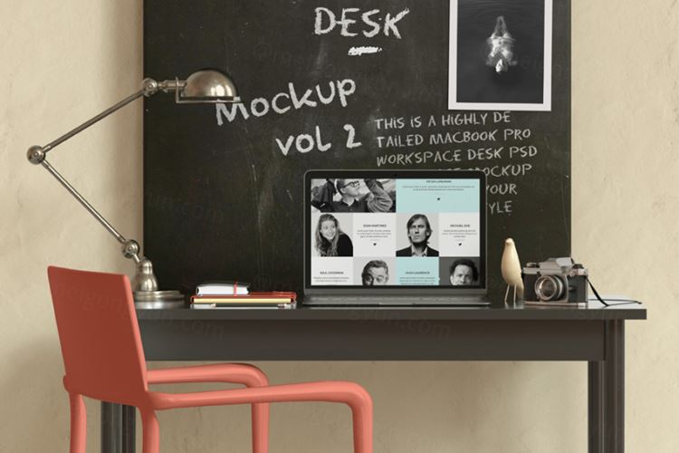 工作区桌面psd展示样机 Macbook Desktop Desk Psd Mockup 2