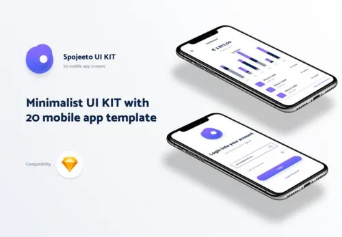 20个iPhone X极简主义移动APP界面设计UI工具包 Spojeeto M