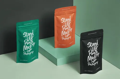 高质量的包装自封袋psd袋样机 Packaging Psd Stand Up Pouch Mockup