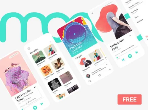 个性音乐APP UI界面设计素材 Moood Xd UI Kit