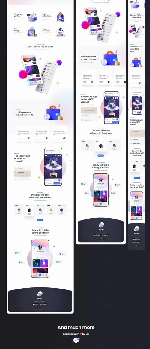 高质量热销NFT数字市场交易平台移动APP界面UI素材 Node –