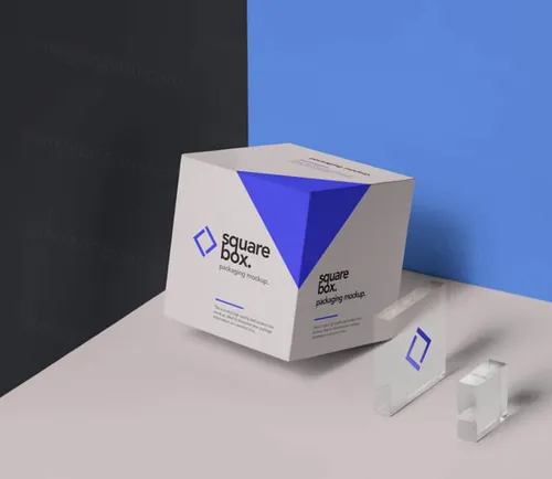 方形Psd盒包装样机 Square Psd Box Packaging Mockup