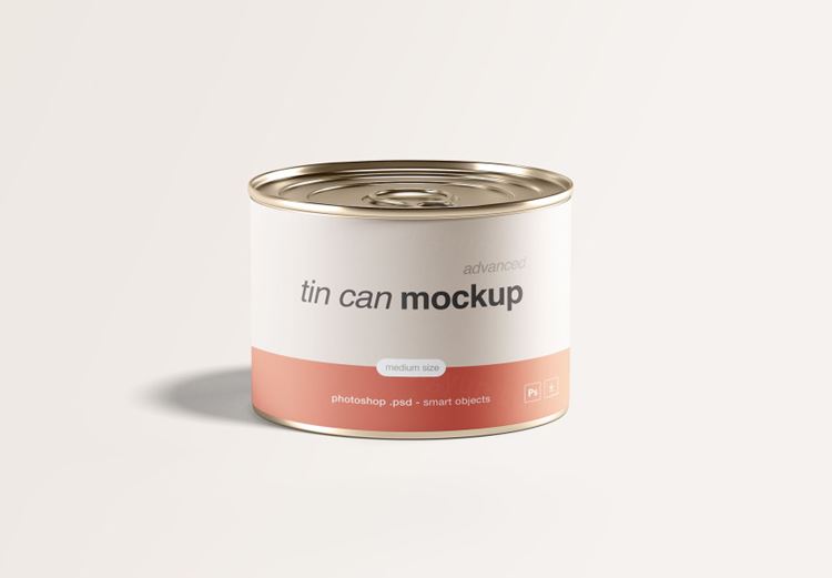 锡罐食品包装产品贴图展示模版 Medium Tin Can Mockup