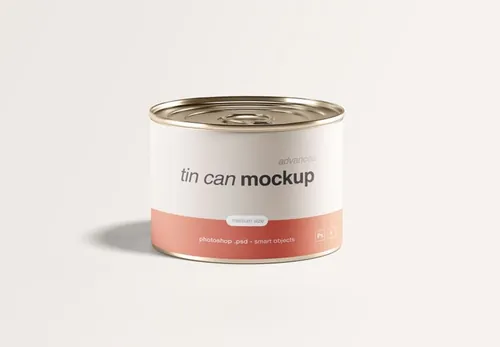 锡罐食品包装产品贴图展示模版 Medium Tin Can Mockup