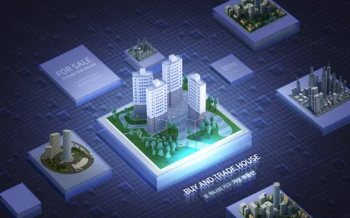 蓝色未来科技元宇宙虚拟房地产经济广告宣传海报PSD模板