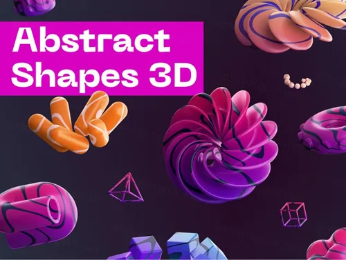 32个三维渲染抽象形状3D插画素材 Abstract Sha