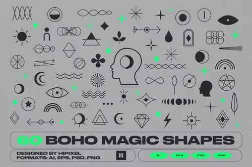 波西米亚设计风格装饰形状元素合辑 60 Boho Shape