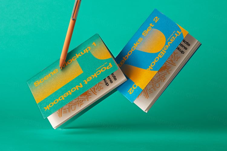 高质量笔记本日记本封面设计提案场景展示样机模板 Notebo