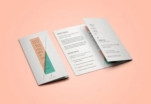 三折页贴图样机PSD模板Psd Tri Fold Mockup Template Vol049