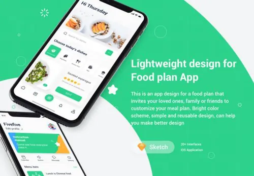 菜谱食物定制计划移动APP应用程序UI设计界面工具包 FoodPlan UI K