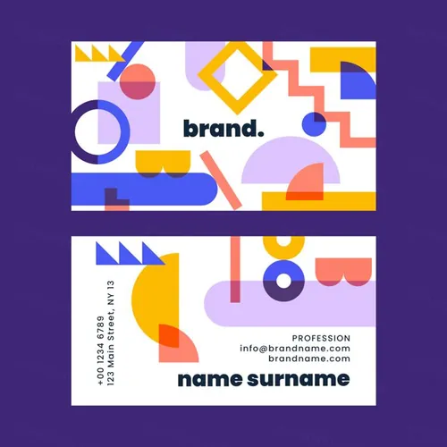 孟菲斯后现代主义几何抽象图形插画商务名片EPS矢量模板素材