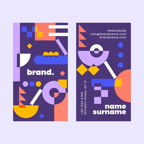 孟菲斯后现代主义几何抽象图形插画商务名片EPS矢量模板素材