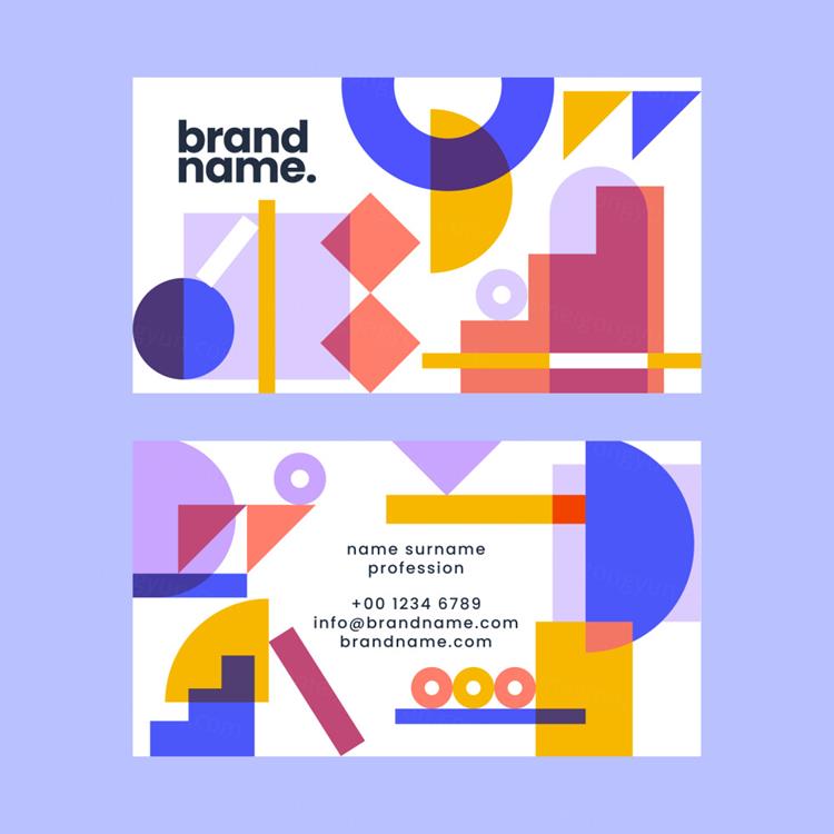 孟菲斯后现代主义几何抽象图形插画商务名片EPS矢量模板素材