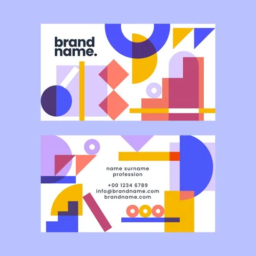 孟菲斯后现代主义几何抽象图形插画商务名片EPS矢量模板素材