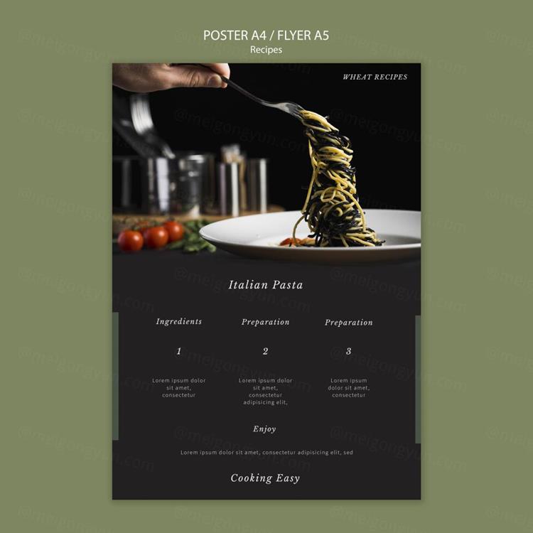 高端西餐厅美食菜谱画册宣传单海报设计PSD模板 Delici