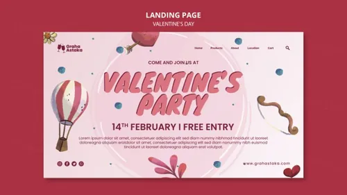 手绘浪漫的粉红系七夕520情人节海报PSD模板素材 Valentine\'s day party