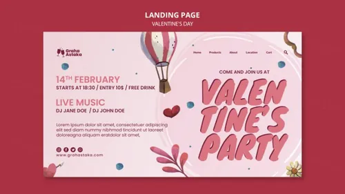 手绘浪漫的粉红系七夕520情人节海报PSD模板素材 Valentine\'s day party