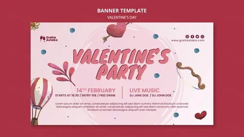 手绘浪漫的粉红系七夕520情人节海报PSD模板素材 Vale