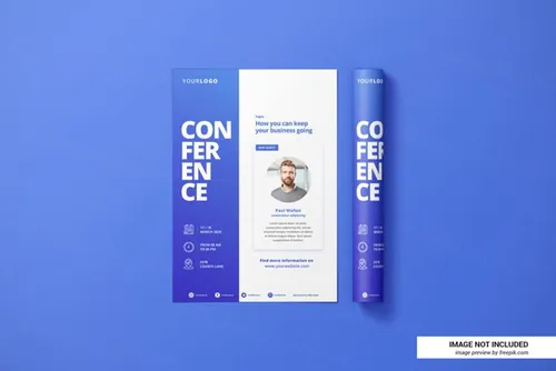 创意简历传单海报设计展示样机PSD模板 Creative resume or flyer mockup