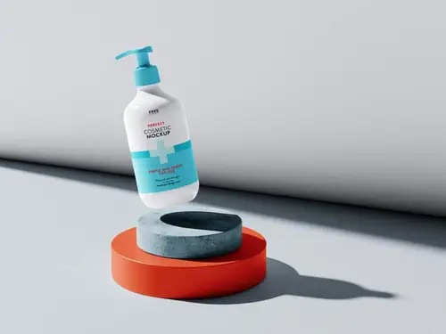 美容护肤品洗浴用品包装设计贴图样机模板 Set of Cosmetics Mockup 样