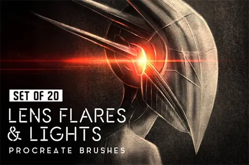 科幻镜头光晕衍射光耀光斑灯光效果笔刷 Lens flares Proc