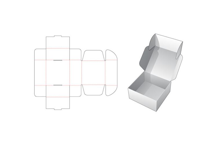 面包店折叠盒包装盒设计模切图刀模图EPS矢量模板 Bakery folding box template