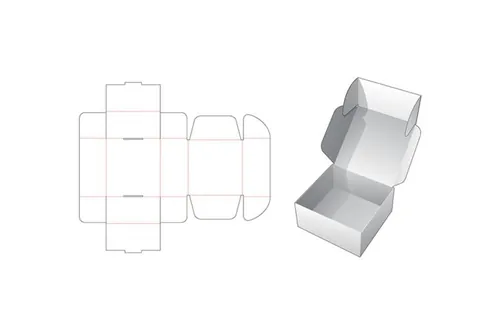 面包店折叠盒包装盒设计模切图刀模图EPS矢量模板 Bakery folding box template